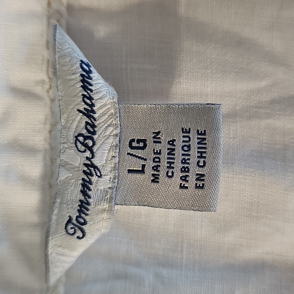 Tommy Bahama White 100% Linen Button Up Shift Dress Womens L Tropical Floral EUC - Picture 4 of 12